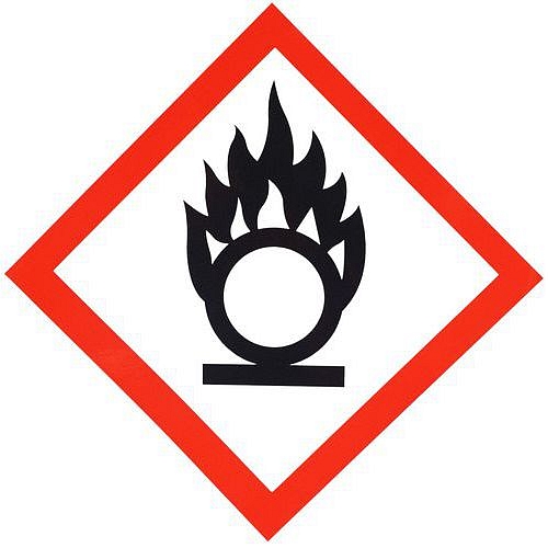 Výstražná CLP tabulka Manutan Expert - Riziko oxidace, samolepicí, 120 x 120 mm