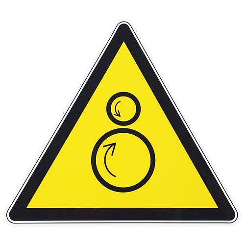 Výstražná tabulka Manutan Expert - Protiběžné rotující válce, samolepicí fólie, 100 mm