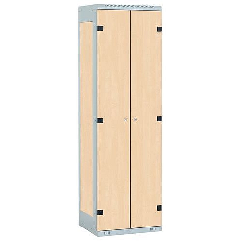 Svařovaná šatní skříň Tony I, 2 oddíly, cylindrický zámek, šedá/bříza