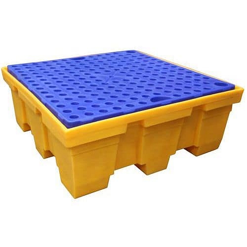 Plastová záchytná vana EMP s roštem, žlutá, 450 l, plastový rošt