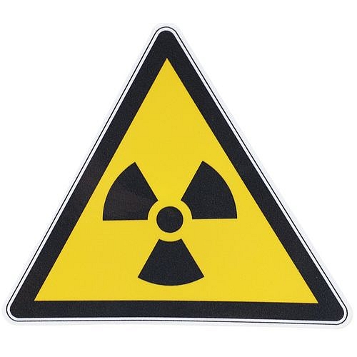Výstražná tabulka Manutan Expert - Sledované pásmo se zdroji ionizujícího záření, samolepicí fólie, 100 mm