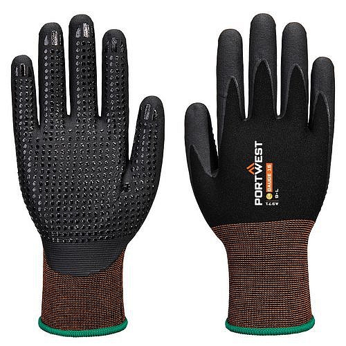 Rukavice GP Grip 15 z nitrilové mikropěny s protiskluzovými tečkami, černá, vel.XL