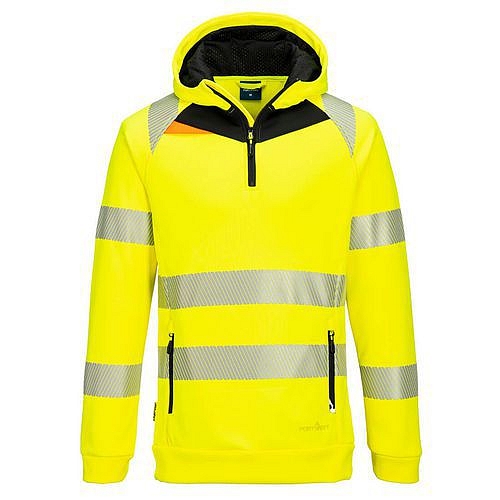 DX4 Hi-Vis 1/4 mikina s kapucí na zip, černá/žlutá, vel.S