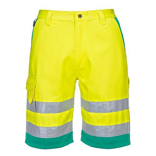 Hi-Vis kraťasy z lehkého polyesteru a bavlny, zelená/žlutá, vel.XXXL