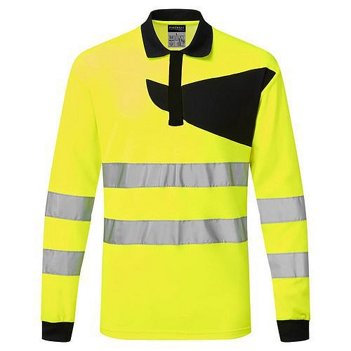 PW2 polokošile Hi-Vis L/S, černá/žlutá, vel.XXL