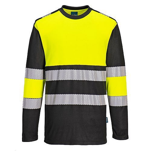 Tričko PW3 Hi-Vis třída 1 L/S, černá/žlutá, vel.S