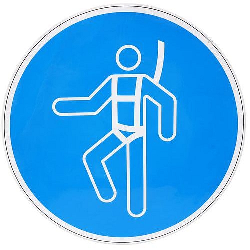 Příkazové značení Manutan Expert - Použij bezpečnostní postroj, samolepicí, 300 mm