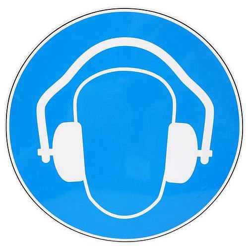 Příkazové značení Manutan Expert - Použij ochranu sluchu, samolepicí, 300 mm