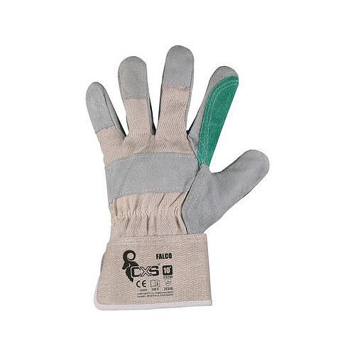 Kožené rukavice CXS se zvýšenou odolností, bílé/zelené