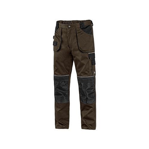Pánské montérkové kalhoty CXS s reflexními prvky, hnědé/černé, vel. 56