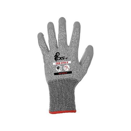 Polyetylenové rukavice CXS Cita II polomáčené v polyuretanu, šedé, vel. 7