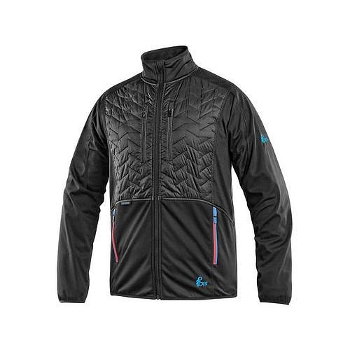 Bunda CXS LEONIS, pánská, černá s HV modro/červenými doplňky, vel. M