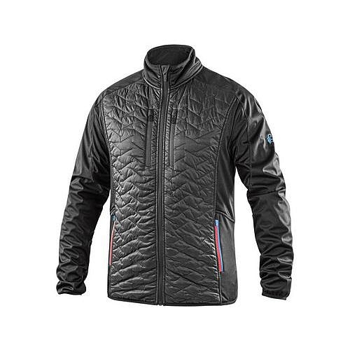 Bunda CXS LEONIS II, pánská, černá s HV modro/červenými doplňky, vel. 2XL