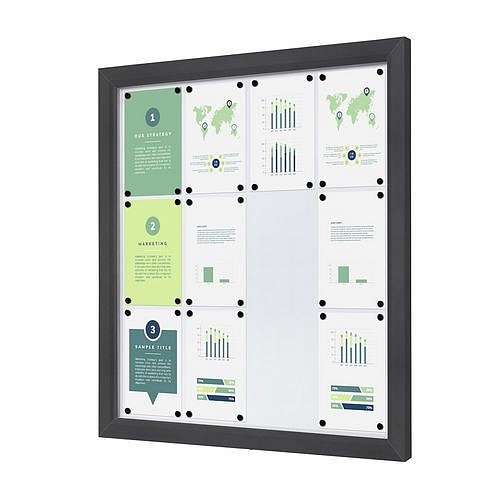 Venkovní uzamykatelná vitrína Slim, antracit, 12xA4