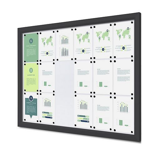 Venkovní uzamykatelná vitrína Slim, antracit, 18xA4