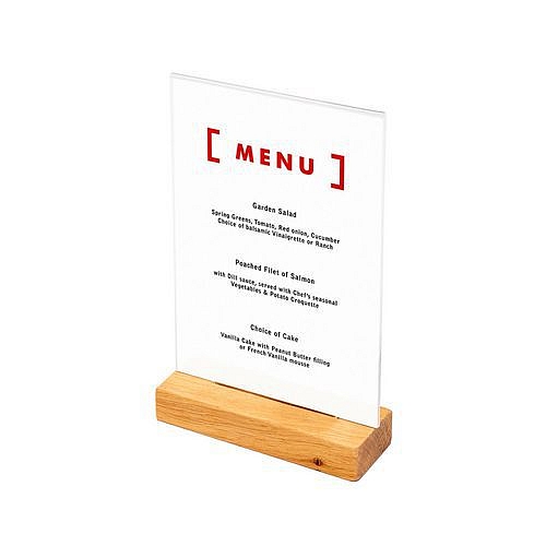 Dřevěný stojánek na menu typu T Portrét, A5