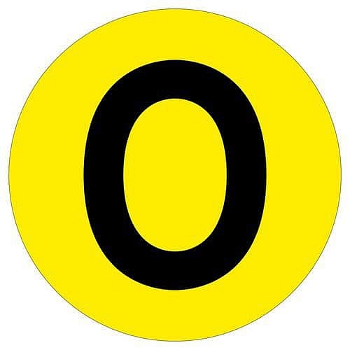 Kulatá samolepicí značka na zem, písmeno O