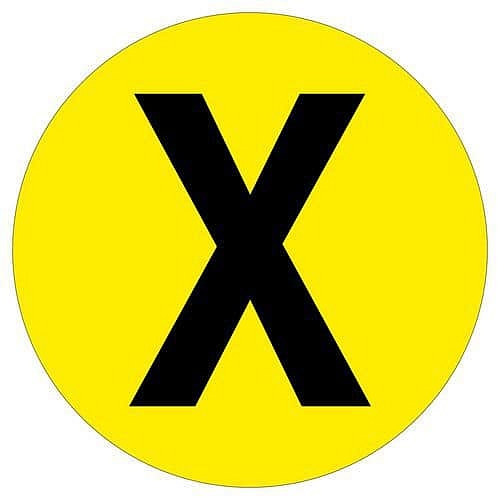 Kulatá samolepicí značka na zem, písmeno X