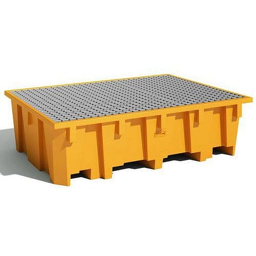 Plastová záchytná vana pod IBC - Manutan Expert, kapacita 1050 l, s ocelovým roštem