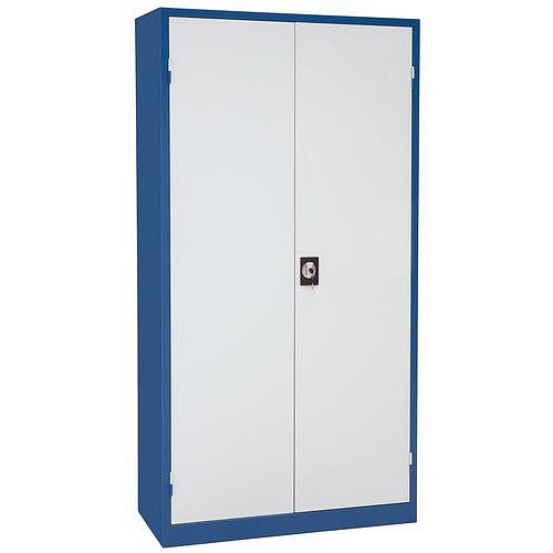 Kovová dílenská skříň Manutan Expert, 195 x 100 x 45 cm, modrá/šedá