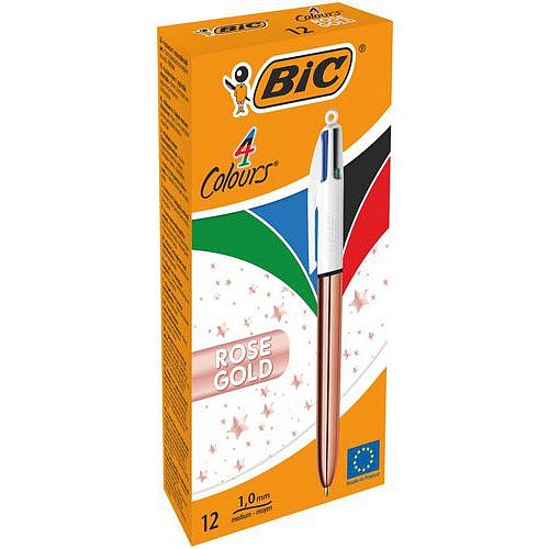 Kuličková pero BIC 4-Color Rose Gold, 12 ks