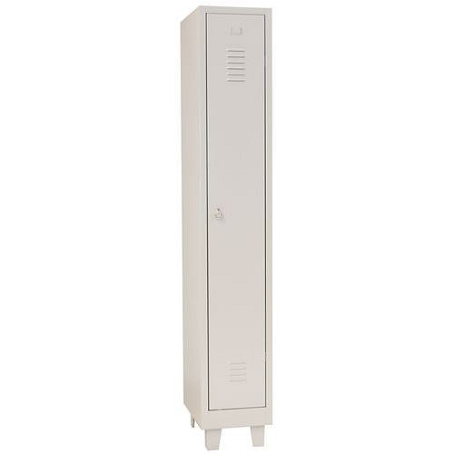 Svařovaná šatní skříň Manutan Expert DURO PROFI na nohách, 1 oddíl, šedá/šedá, otočný uzávěr