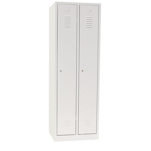 Svařovaná šatní skříň, 2 oddíly, šedá/šedá, cylindrický zámek - Manutan Expert DURO PROFI