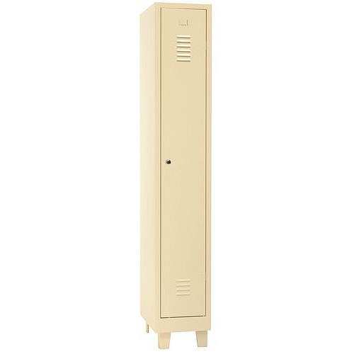 Svařovaná šatní skříň Manutan Expert DURO PROFI na nohách, 1 oddíl, béžová/béžová, cylindrický zámek