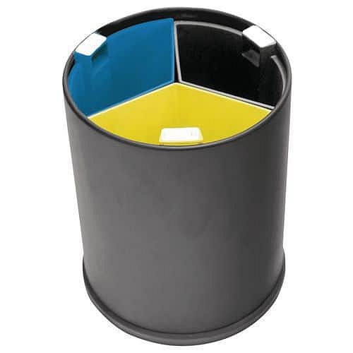 3-komorový kancelářský koš 13l černý