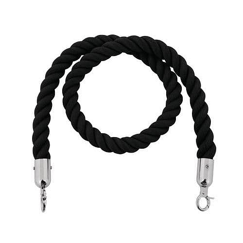 Konopná šňůra o průměru 3 cm černá/chromovaná 1,5 m