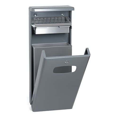 Venkovní odpadkový koš s krytem proti dešti 32 l šedý