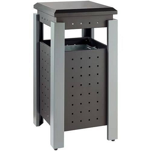 Venkovní čtyřhranný odpadkový koš 36 l šedý/bílý