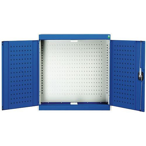 Závěsná skříňka Bott Cubio, zadní panel typu perfo, 100 x 105 x 32,5 cm, šedá-modrá