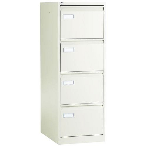 Jednořadá kovová kartotéka Manutan Expert,  4 zásuvky, béžová, uzamykatelná