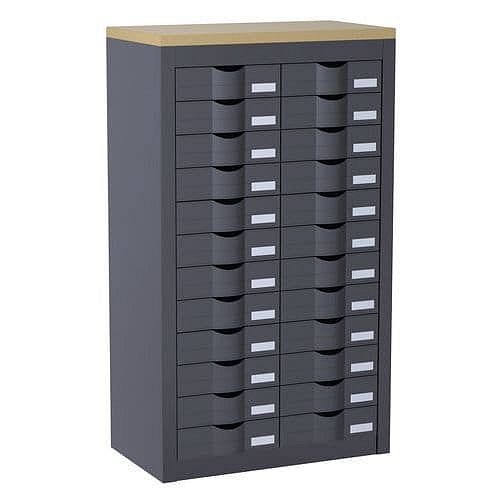 Zásuvková skříň Paperflow, 24 zásuvek, antracit