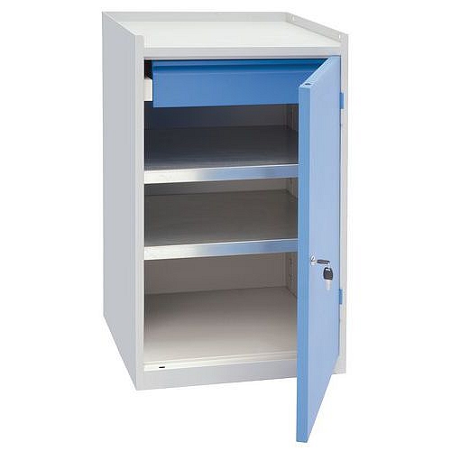 Dílenská skříň na nářadí, 91,5 x 53,3 x 50 cm, šedá/modrá - Manutan Expert