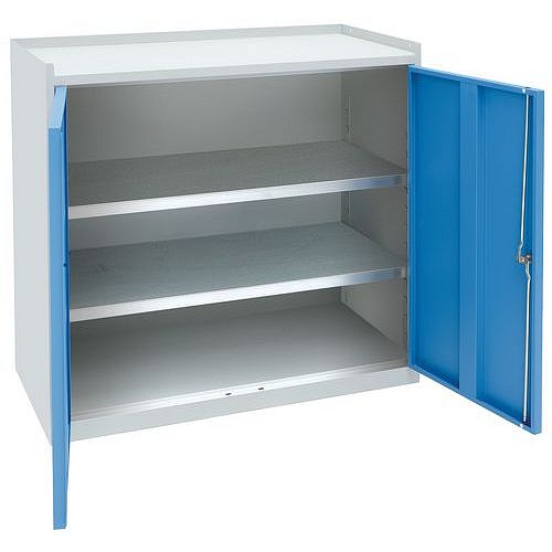 Dílenská skříň na nářadí Manutan Expert, 91,5 x 100 x 50 cm, šedá/modrá