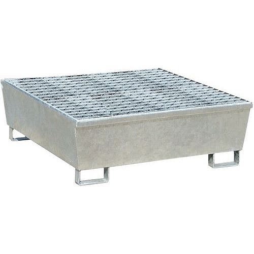 Ocelová záchytná vana Manutan Expert, pro 4 sudy, kapacita 440 l, pozink