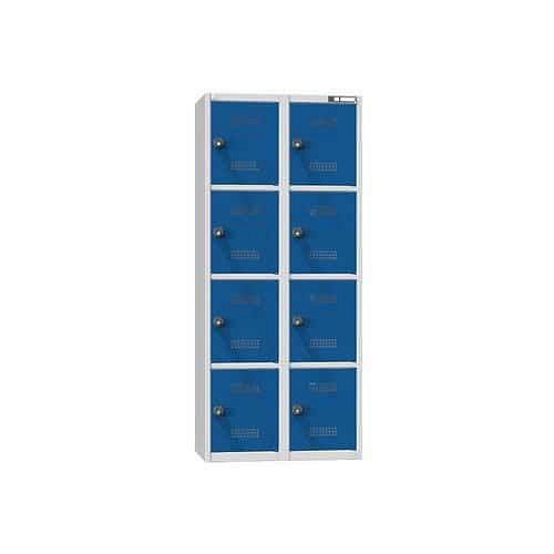 Boxová dobíjecí skříň s mincovním zámkem, 800 x 500 x 1850 mm, zásuvka E, CZK, šedá-tmavě modrá