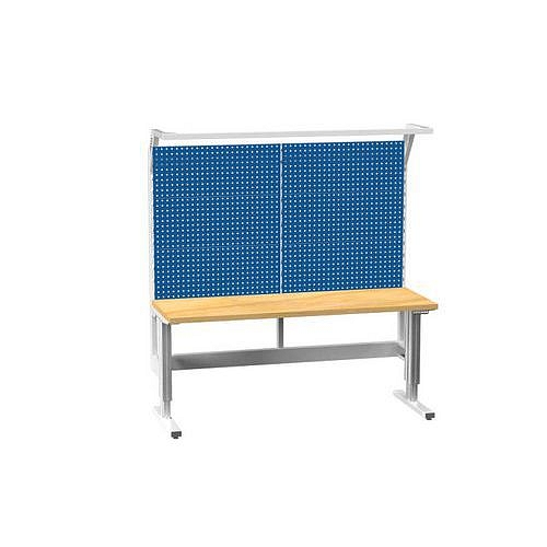 Elektricky stavitelný ERGO stůl s nástavbou, 2000 x 700 x 770 (1170) mm, MULTIPLEX, šedá-tmavě modrá