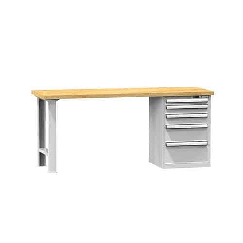 Dílenský stůl KOMBI HB4725, 2500 x 700 x 880 mm, BUK, šedá-šedá