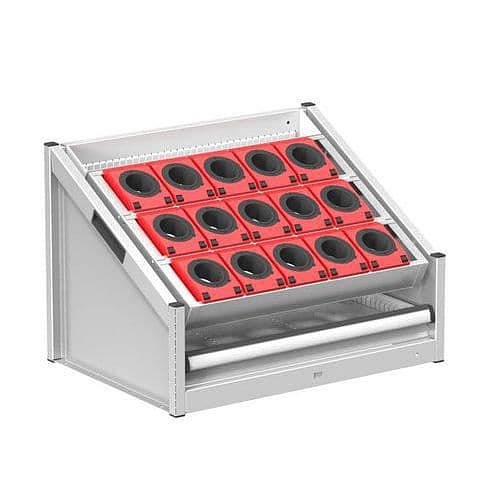 NC stolní stojan 36x27D s vybavením, varianta 2, šedá