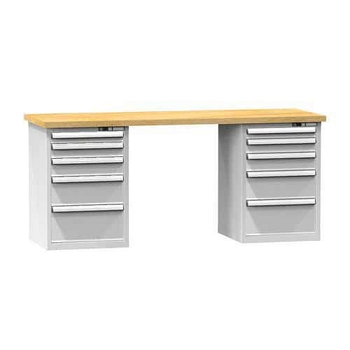 Dílenský stůl KOMBI OB4715, 1500 x 700 x 880 mm, BUK, šedá-šedá