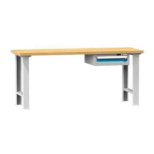 Dílenský stůl KOMBI PB5715, 1500 x 700 x 890 mm, BUK, šedá-modrá