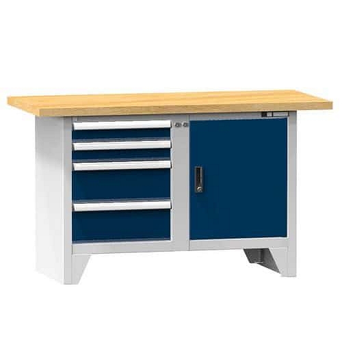 Modulární dílenský stůl PS1-2M, 1500 x 700 x 880 mm, MULTIPLEX, šedá-tmavě modrá
