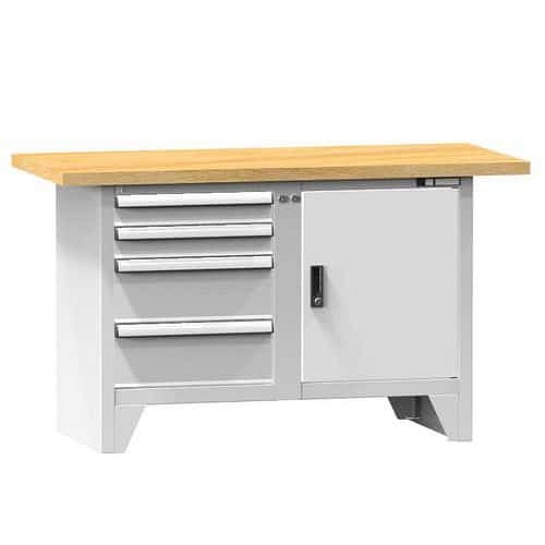 Modulární dílenský stůl PS1-2M, 1500 x 700 x 880 mm, MULTIPLEX, šedá-šedá