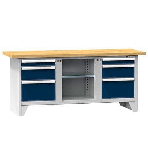 Modulární dílenský stůl PS2-1M, 2000 x 700 x 880 mm, MULTIPLEX, šedá-tmavě modrá