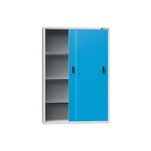 Nářaďová skříň SP2-001, 1350 x 405 x 1950 mm, šedá-modrá