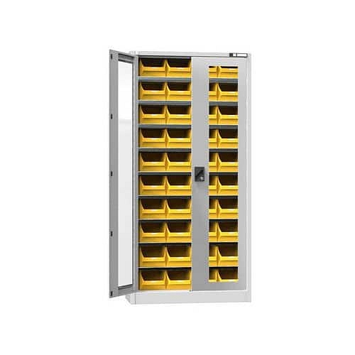 Skříň s boxy UK1-B11S, 950 x 400 x 1950 mm, šedá-šedá