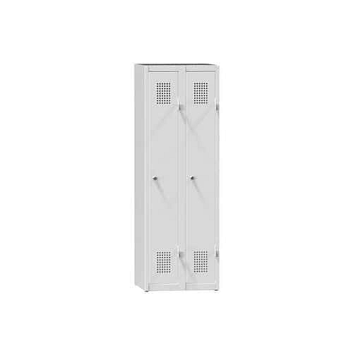 Kovová šatní skříň 2-dvířková na soklu, 800 x 500 x 1500 mm, šedá-šedá